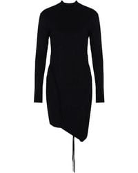 LA HAINE INSIDE US - Kleedjes ,Zwart ,Leer Elegante Asymmetrische Jurk - Lyst