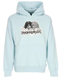 Propaganda - Hoodies & Sweatvesten ,Blauw ,Katoen Geborduurde Logo Hoodie Met Kangoeroezak - Lyst