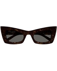 Saint Laurent - New wave cat-eye sonnenbrille mit grauen gläsern - Lyst