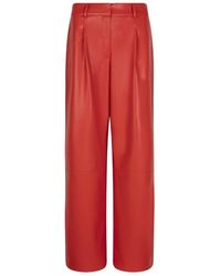 Dante 6 - Vurig Rode Wijde Pijp Imitatie Leren Broek - Lyst