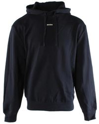 HUGO - Hoodies & Sweatvesten ,Blauw ,Katoen Katoenen Hoodie - Lyst