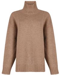 Jil Sander - Truien & Vesten ,Bruin ,Wol Lichtbruine Gebreide Trui - Lyst
