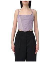 Pinko - Ärmelloses Korsett Top Mit Quadratischem Ausschnitt Lila - Lyst