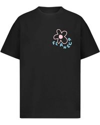 flâneur - Schwarzes Blossom T-Shirt Baumwoll-Print - Lyst