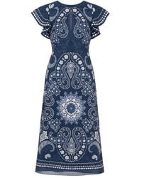 Sea - Kleedjes ,Blauw ,Katoen Emelina Midi Jurk - Lyst