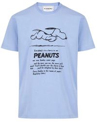 Iceberg - Tops ,Blauw ,Katoen Classic Regular Fit T-Shirt - Lyst