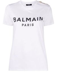 Balmain - T Shirt con estampado - Lyst
