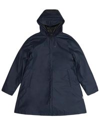 Rains - Jassen ,Blauw ,A-Lijn Waterdichte Jas Met Capuchon - Lyst