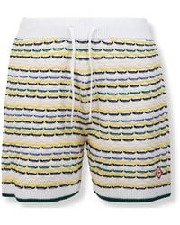 CASABLANCA - Korte Broeken ,Veelkleurig ,Katoen Tuck Stitch Shorts - Lyst