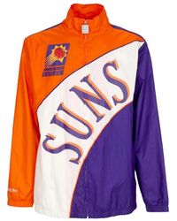 Mitchell & Ness - Fitness ,Veelkleurig ,Leer Nba Gebogen Retro Windjack Paars/Oranje - Lyst