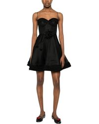 Zimmermann - Kleedjes ,Zwart ,Leer Luna Ruffle Mini Jurk - Lyst