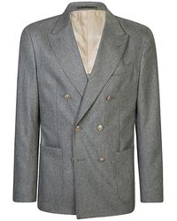 Eleventy - Jassen ,Grijs ,Leer Blazer - Lyst