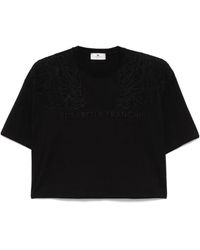Elisabetta Franchi - Tops ,Zwart ,Katoen Katoenen Trui Met Logo Detail - Lyst