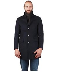 AT.P.CO - Jassen ,Blauw ,Wol Blauwe Wollenmix Jas Gioele - Lyst