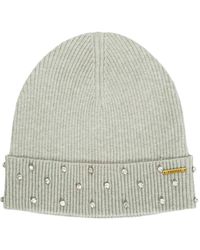 Twinset - Graue Strickmütze Mit Juwelverzierungen - Lyst