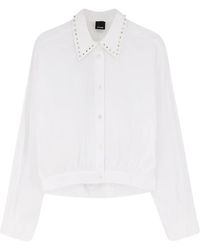 Pinko - Overhemden ,Wit ,Katoen Shirt Met Puntkraag - Lyst