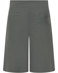 Ganni - Korte Broeken ,Grijs ,Wol Wool-Blend Shorts - Lyst
