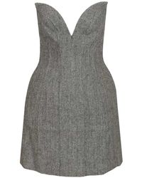 Self-Portrait - Herringbone Bandeau Mini Jurk - Lyst