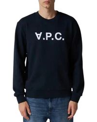 A.P.C. - Hoodies & Sweatvesten ,Blauw ,Katoen Vpc Grand Crewneck - Lyst