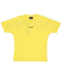 DISCLAIMER - Tops ,Geel ,Katoen Geel/Zwart Logo Tee Katoenen T-Shirt - Lyst