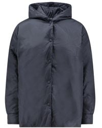 Aspesi - Blauwe Hoodie Jas Knoopsluiting - Lyst