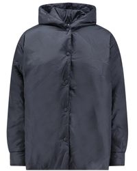 Aspesi - Blauwe Hoodie Jas Knoopsluiting - Lyst