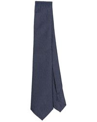 Emporio Armani - Cravatta blu con logo jacquard - Lyst