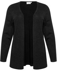 Kaffe - Truien & Vesten ,Zwart ,Zwart Diep Vest Met Open Voorkant - Lyst