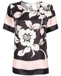 P.A.R.O.S.H. - Camisa de seda satinada estampada floral - Lyst