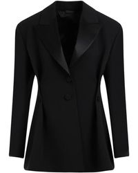 Givenchy - Zwart Wollen Jas Met Piek Revers - Lyst