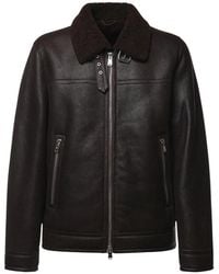 Dondup - Leren Jas Met Schapenvachtkraag - Lyst