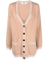 MSGM - Truien & Vesten ,Wol Contrasting-Trim V-Neck Cardigan - Lyst