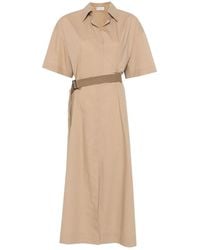 Brunello Cucinelli - Midi Dress With V-Neck - Lyst