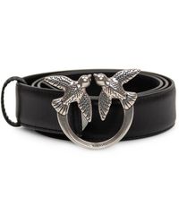 Pinko - Accessoires ,Zwart ,Leer 3-Cm Riem Met Love Birds-Gesp - Lyst