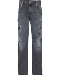 Balmain - Cargo Broek Met Verwassen Effect - Lyst