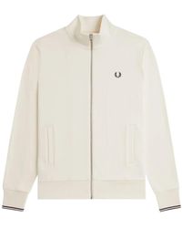 Fred Perry - Hoodies & Sweatvesten ,Wit ,Katoen Sweatshirt Met Ritssluiting - Lyst