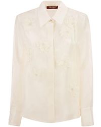 Max Mara - Overhemden ,Wit ,Organza Zijden Organza Blouse - Lyst