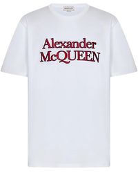 McQueen - Weißes loose-fit baumwoll t-shirt - Lyst