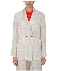 Alysi - Velvet Check Double-Breasted Blazer - Lyst