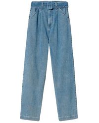 Twin Set - Jeans a gamba larga con cintura - Lyst