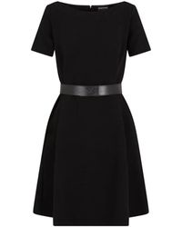 Emporio Armani - Vestido De Punto Ottoman Con Escote Barco Y Cinturón - Lyst