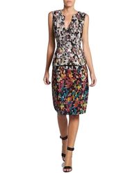 BCBGMAXAZRIA Amalia Printed V-neck Dress - Bruin