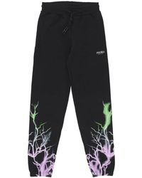 PHOBIA ARCHIVE - Broeken ,Zwart ,Katoen Bicolor Lightning Print Pants - Lyst
