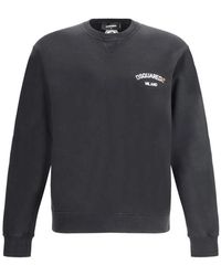 DSquared² - Monogramm baumwoll-sweatshirt mit geripptem rundhalsausschnitt - Lyst