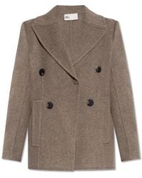 Tory Burch - Jassen ,Bruin ,Wol Korte Double-Breasted Jas - Lyst