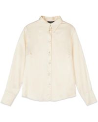Oltre - Overhemden ,Wit ,Satijn Viscose Satijnen Overhemd - Lyst