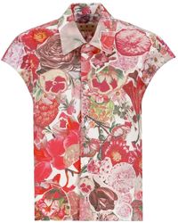 Marni - Camicia senza maniche in cotone rosa stampa requiem - Lyst