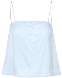 Grifoni - Tops ,Blauw ,Katoen Lichtblauw Katoen Schoudervullingen Top - Lyst