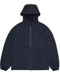 Rains - Jassen ,Blauw ,Polyester Hardshell Jas - Lyst