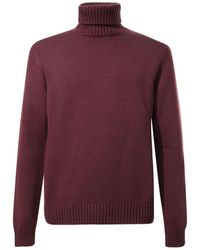 Zanone - Bordeaux Wol Turtleneck Sweater - Lyst
